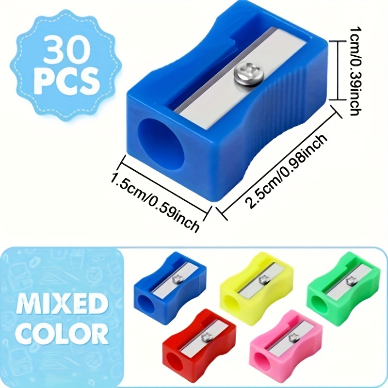TEMU 30pcs Mini Colorful Single Hole Rectangular Plastic Pencil Sharpener Manual Pen Sharpeners