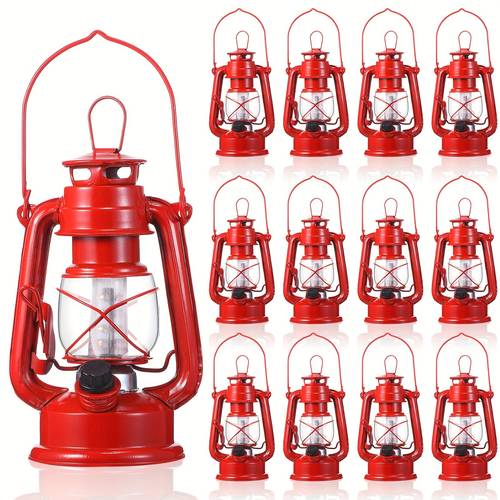 12 pack vintage metal hurricane lanterns 8 inch led with warm light dimmer switch battery operated uncharged for indoor outdoor decor and camping