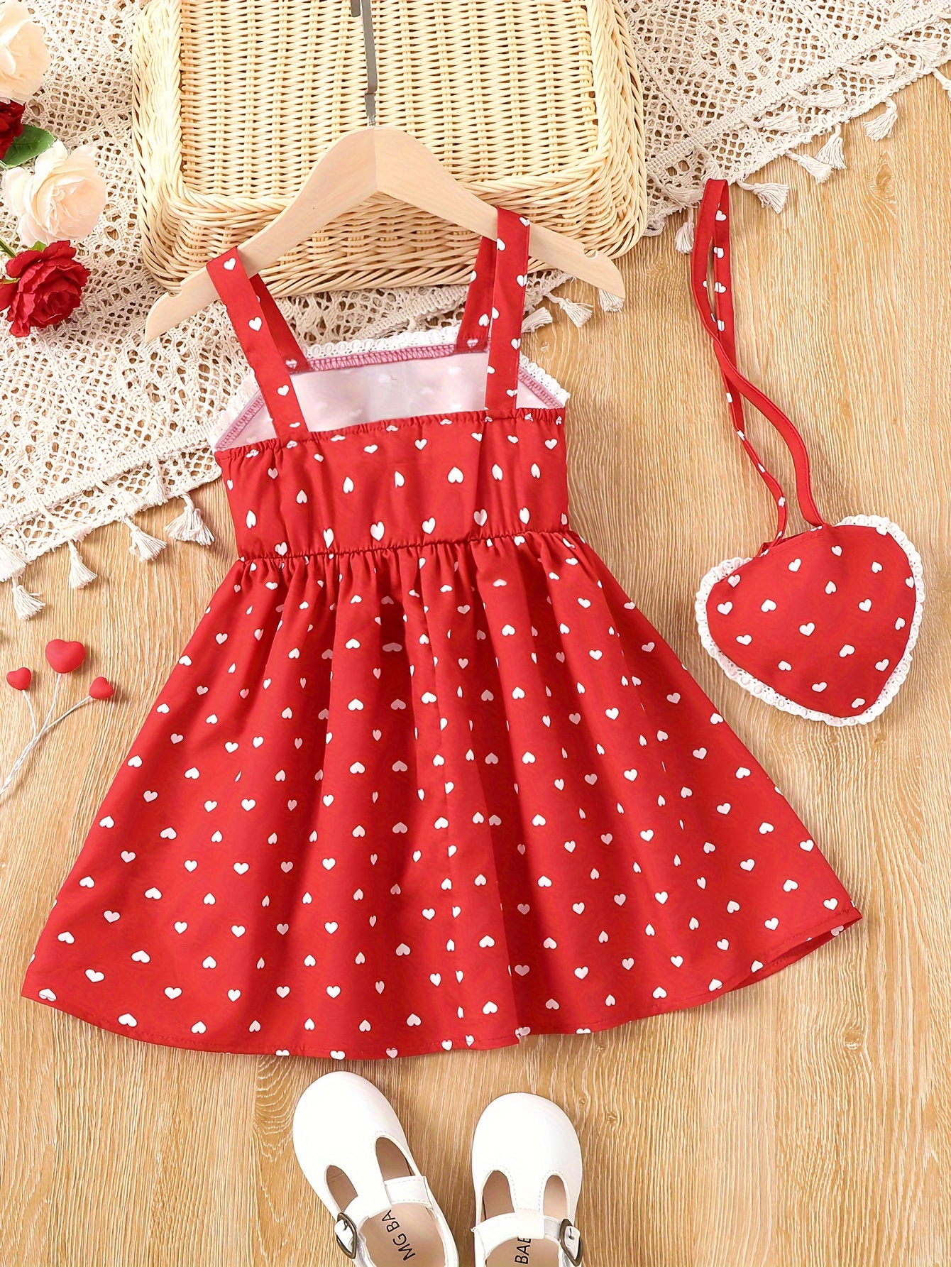 Toddler Girls Heart Graphic Lace Trim Button Pocket Princess - Temu Canada