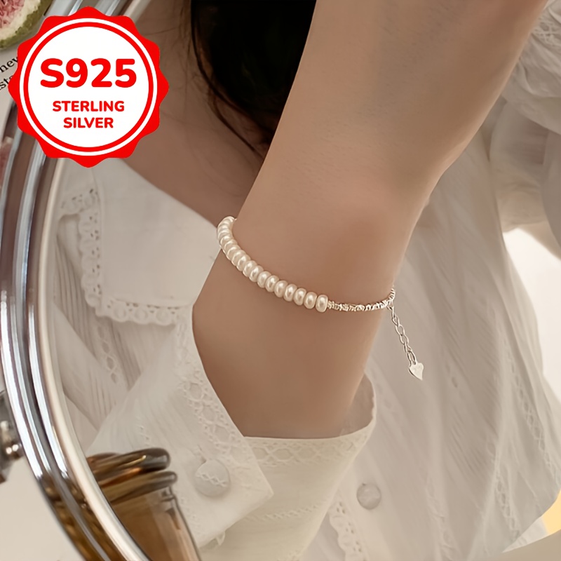 925 Silver Bracelet for Women with Pearls & Beaded Chain
