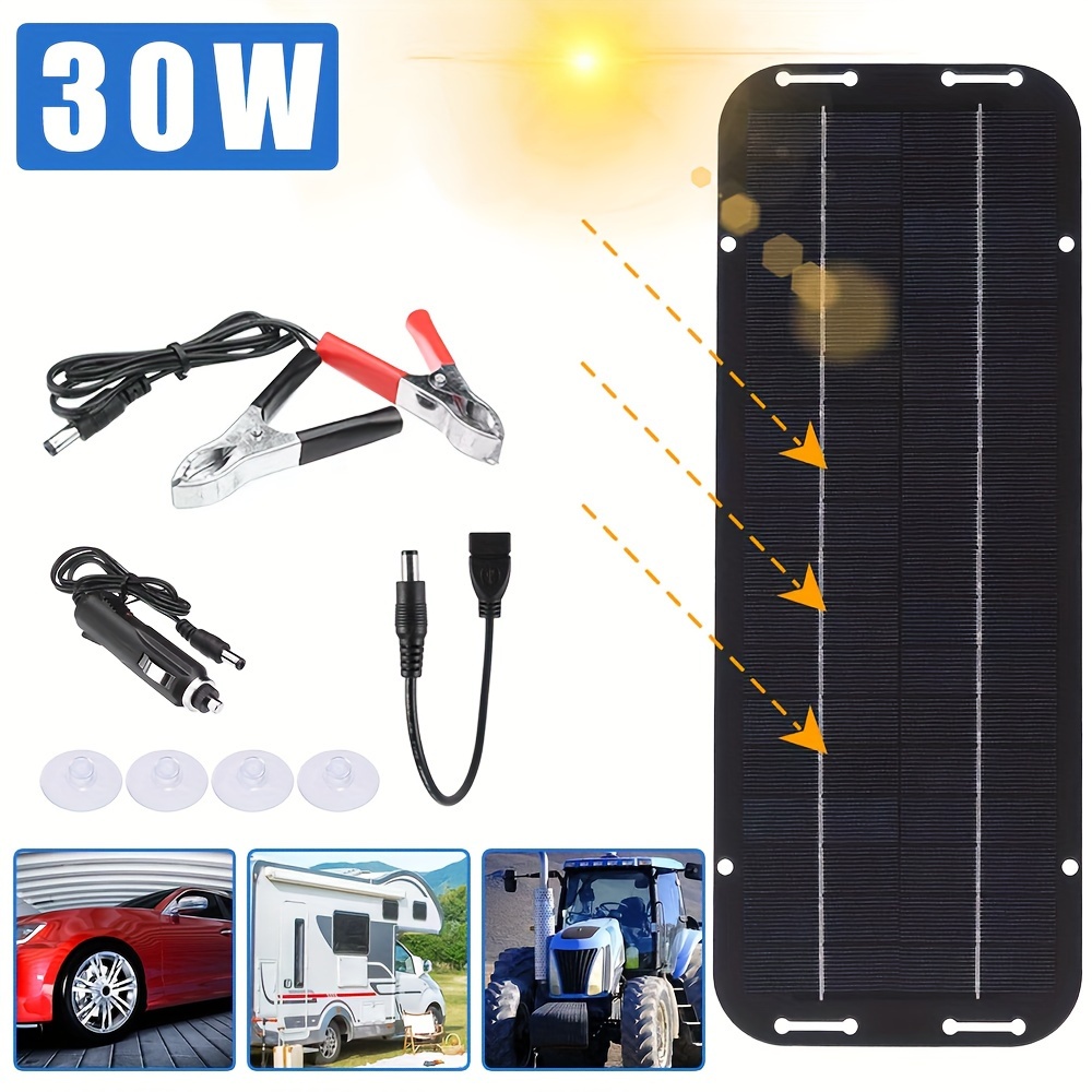 

1 Pack, Solar Panel Kit Portable Solar Powered Charger Maintainer For Marine Rv Car Camping Boat Rv Trailer Tractor Atv Utility Vehicle