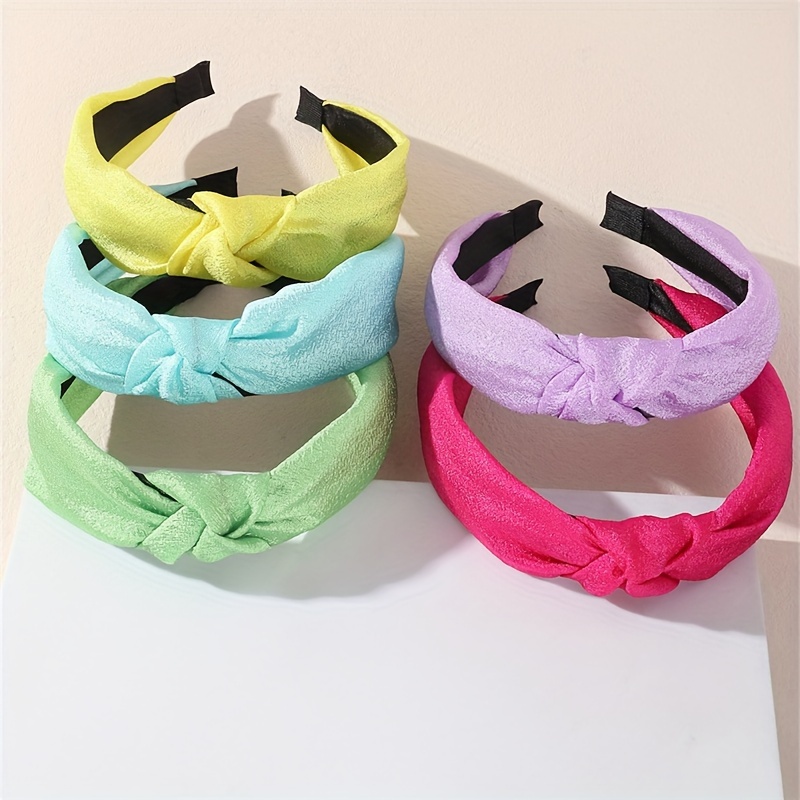 

5pcs Colorful Knotted Headbands Simple And Versatile Girls' Hair Pressing Headwear For