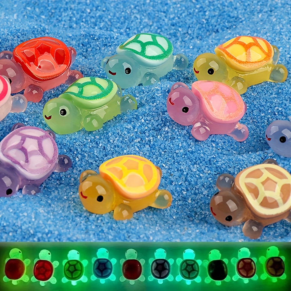 50 Pieces Luminous Mini Resin Turtles - Glow In The Dark, Tiny Decor For Crafts, Fairy Gardens, Dollhouses - View #4