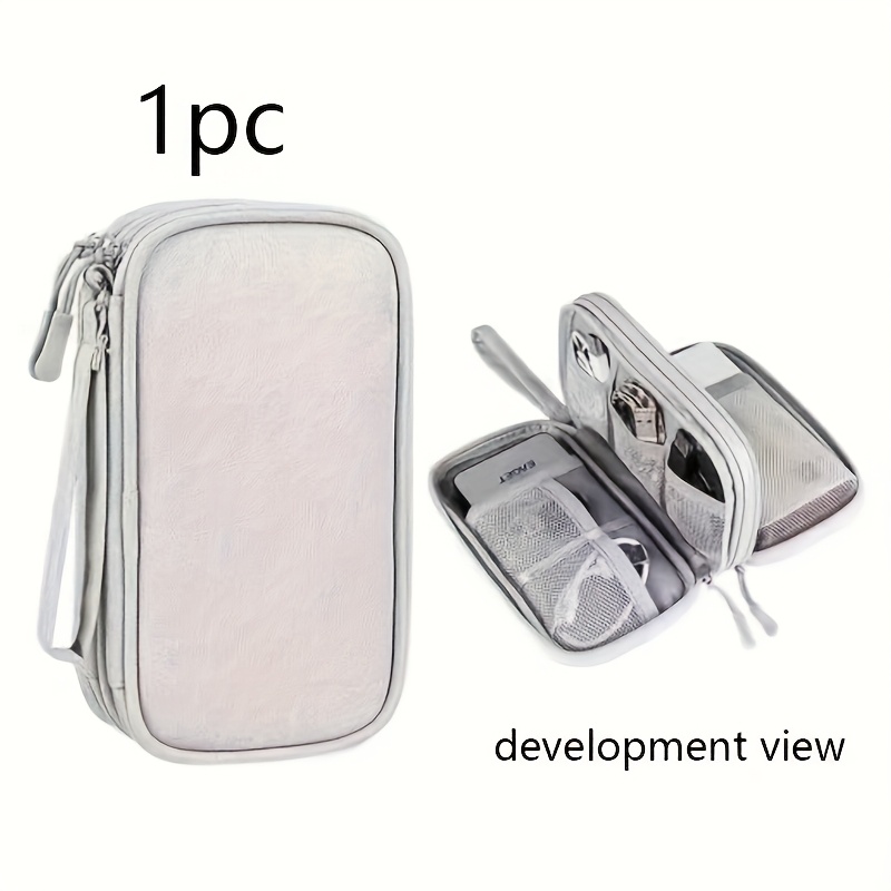 TEMU Luggage Organizer / Digital Cable Storage Pouch / Single-layer / Double-layer Portable Travel Case For Mobile Hard Drives, Power Banks,