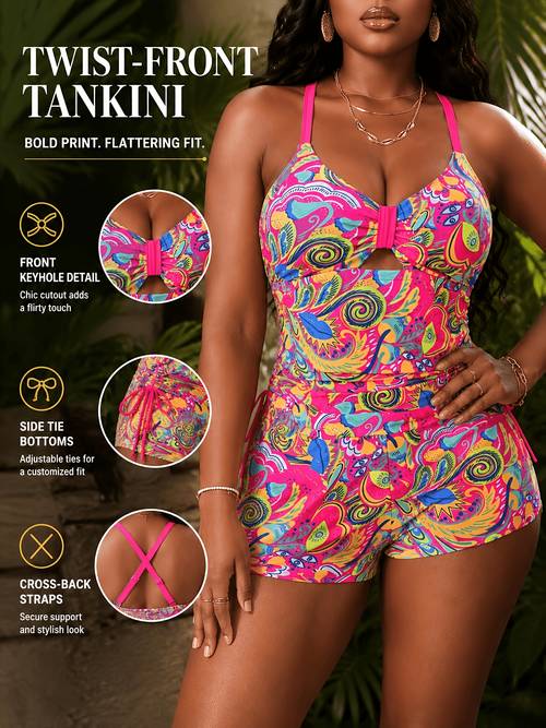plus size womens two piece tummy control conservative swimsuit