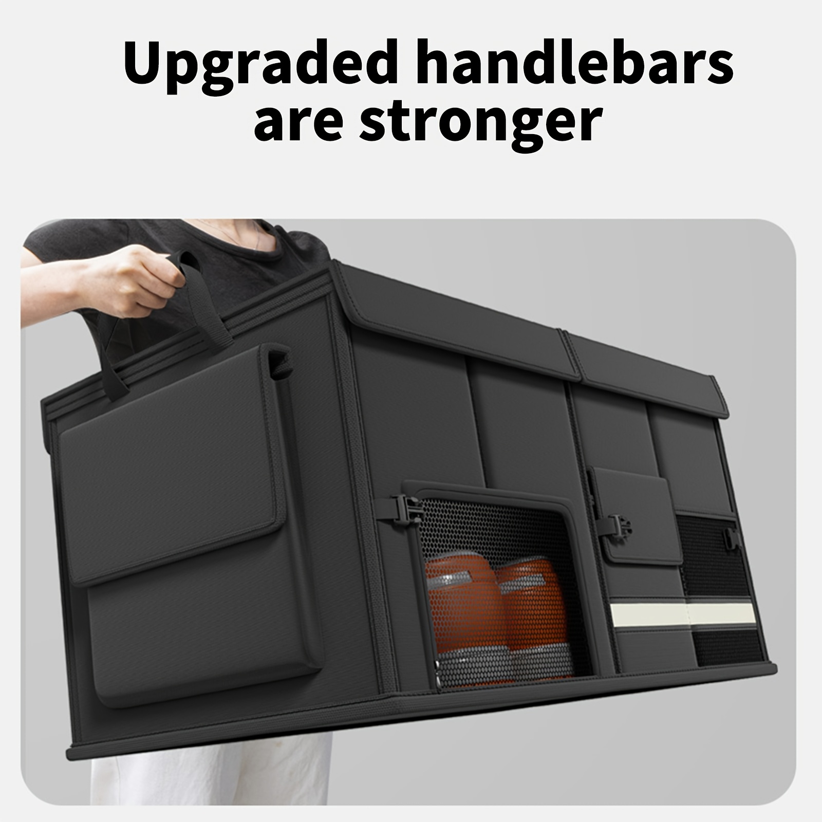 E-shop 60L Auto Kofferraum Organizer, hergestellt aus strapazierfähigem, kratzfestem 600D Oxford Gewebe; Mehrfachfach, faltbare Auto Aufbewahrungsbox,