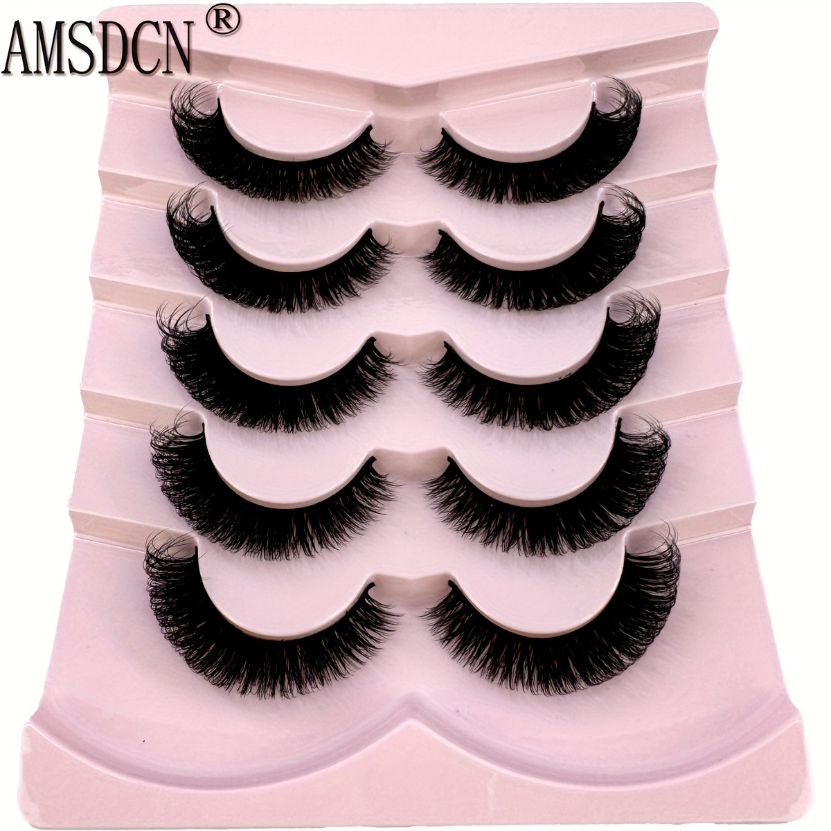 Image of Amsdcn 5 Pairs Cat Eye Lashes 3d Natural False Lashes D Fluffy Soft Cartoon Lashes Extension