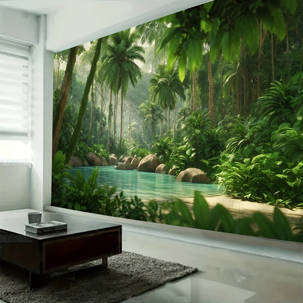 

1pc High-quality Tropical Tapestry | Vibrant, Wall Hanging | Polyester, Stretchy Fabric | Ideal For Living Room, Bedroom | Includes Free Installation Kit | In 3 Sizes, Cabin Decor