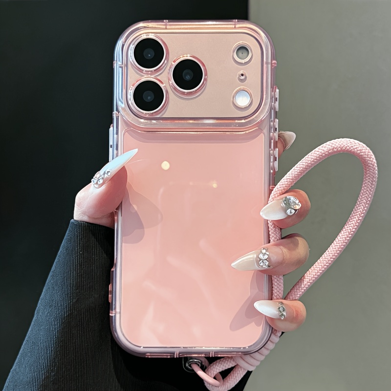 TEMU Coque de téléphone - Nouvelle couleur dopamine, couleurs pastel mignonnes, coque de téléphone gelée, courte dragonne pour iPhone 18 Pro Max 18