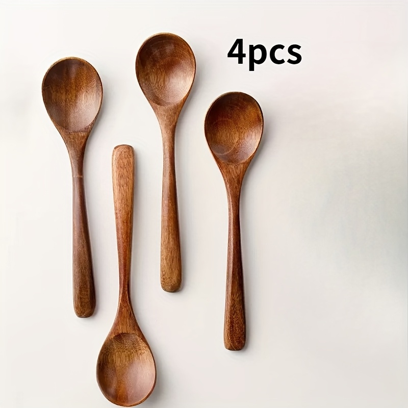 TEMU 4 Pezzi Set di Cucchiai in Legno, Cucchiai Creativi per Dolci e Latte - per Cena, Dessert, Caff癡 e Latte. Ideali per Riunioni o Festive, Regalo