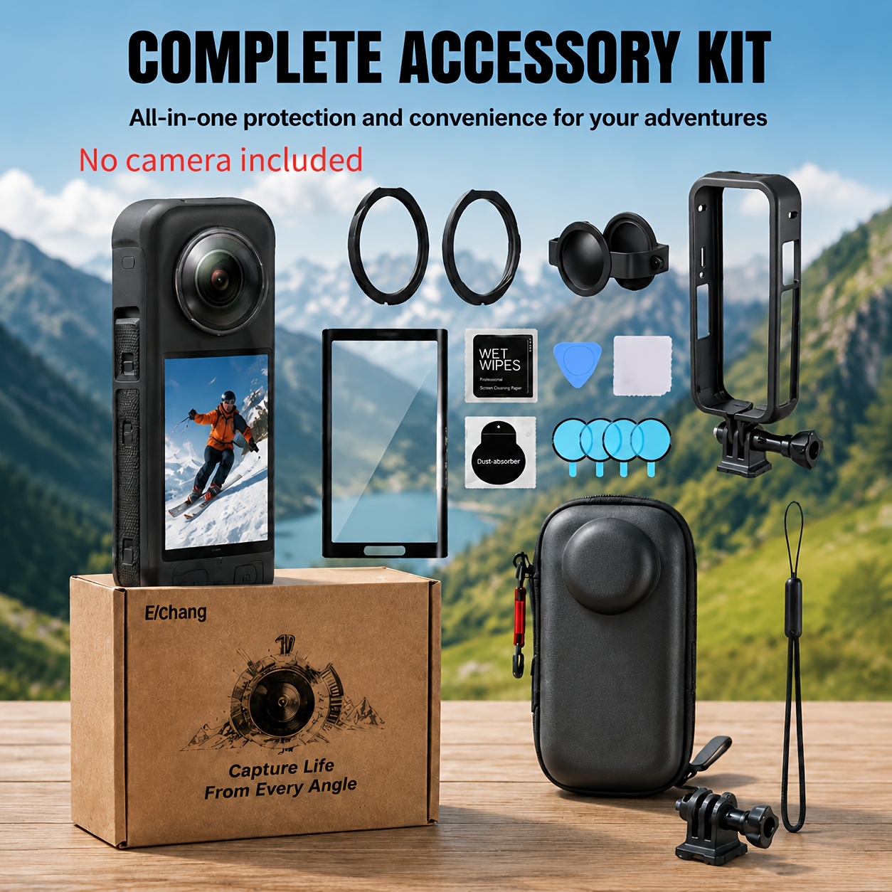 TEMU Paquete de y accesorios para cámara con protector de lente, cubierta de silicona, protectores de pantalla, y de - Compatible con lente de cámara