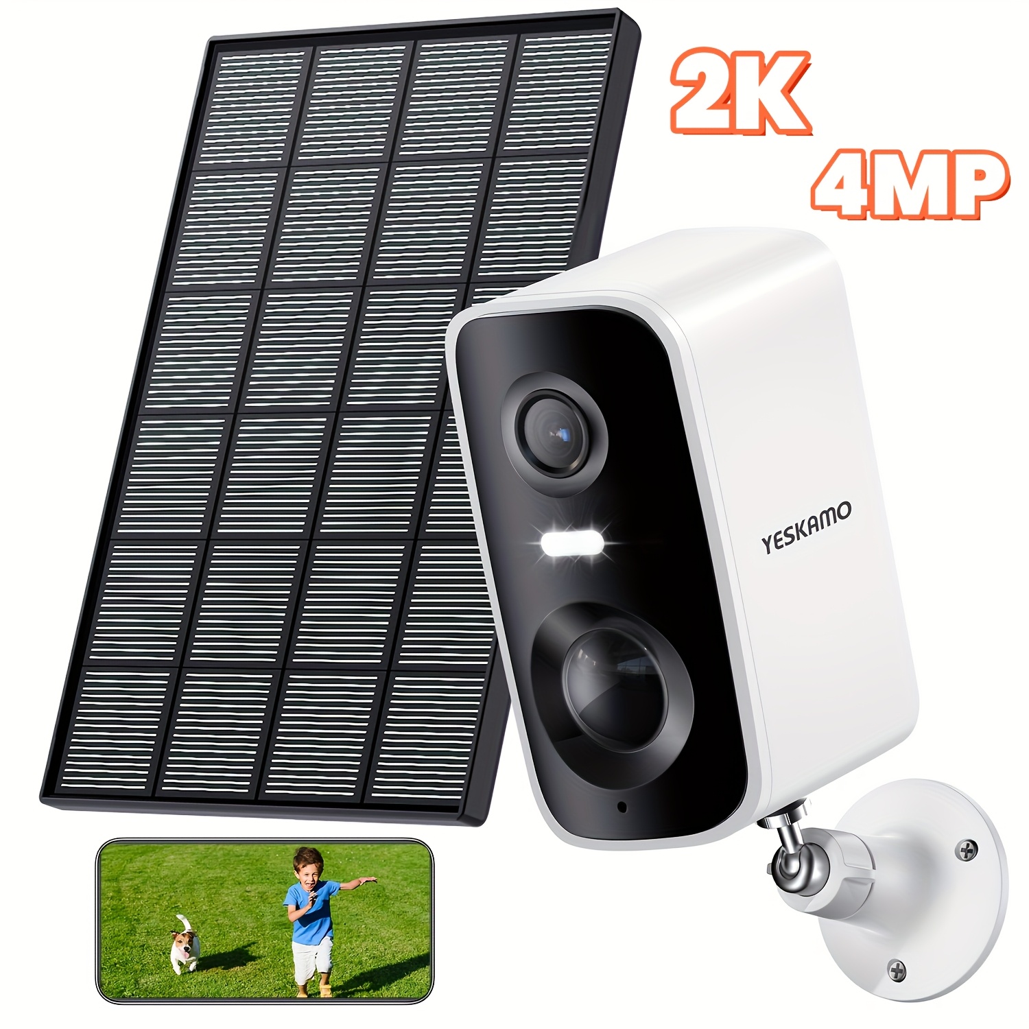 

2k Wireless Outdoor Wifi Surveillance Camera Battery - 2.4ghz Surveillance Camera, Solar Panel Autonomy, 360° Ptz, Color , Pir Siren, Audio