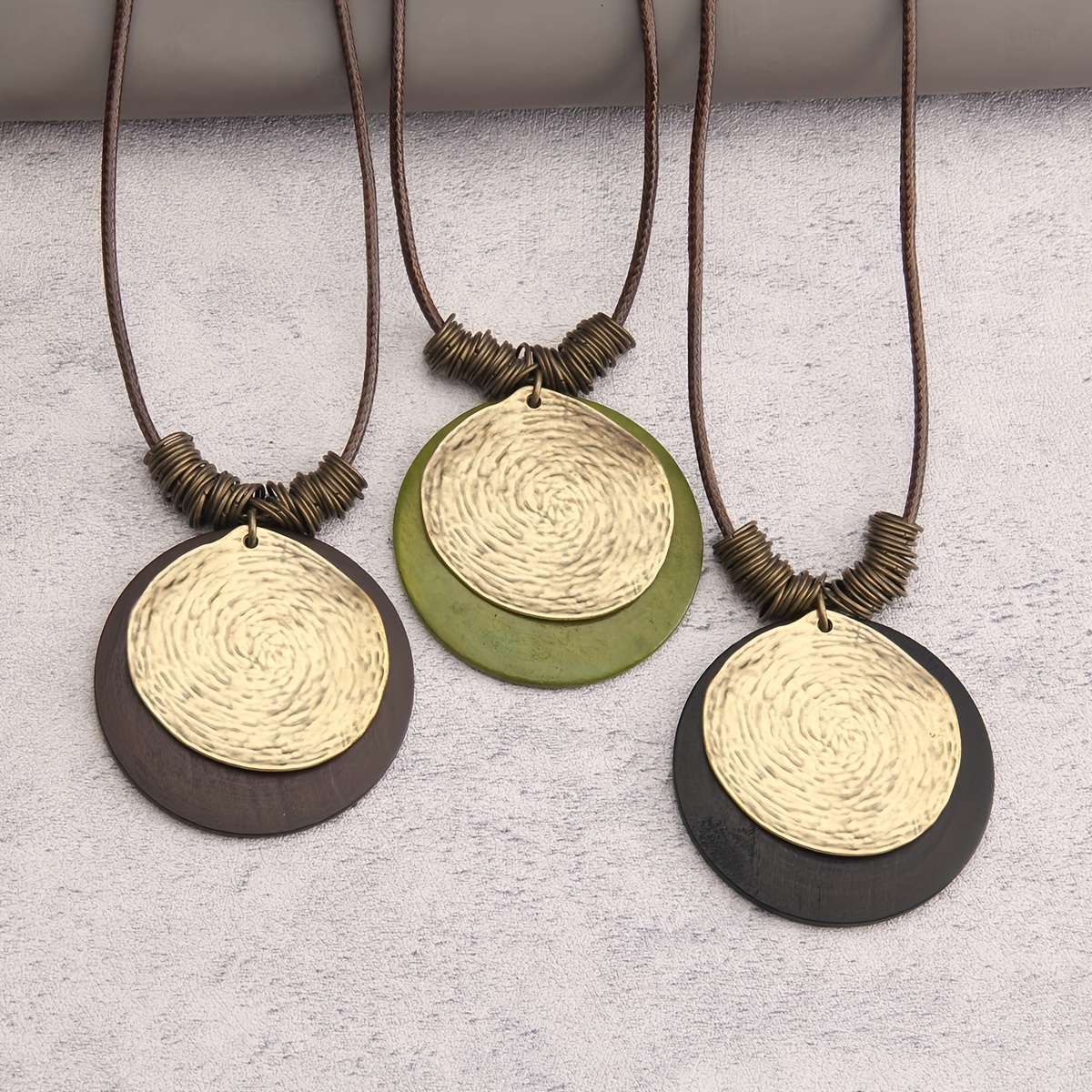 

- Wooden Pendant Necklace - , For &