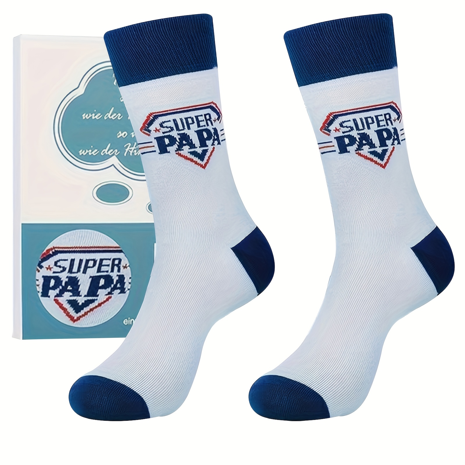 TEMU 1 paar Valporia unisex papa-sokken met thema - Grappige letters, hoge sokken tot halverwege de kuit, geschikt voor papa, Vaderdagcadeau, sokken
