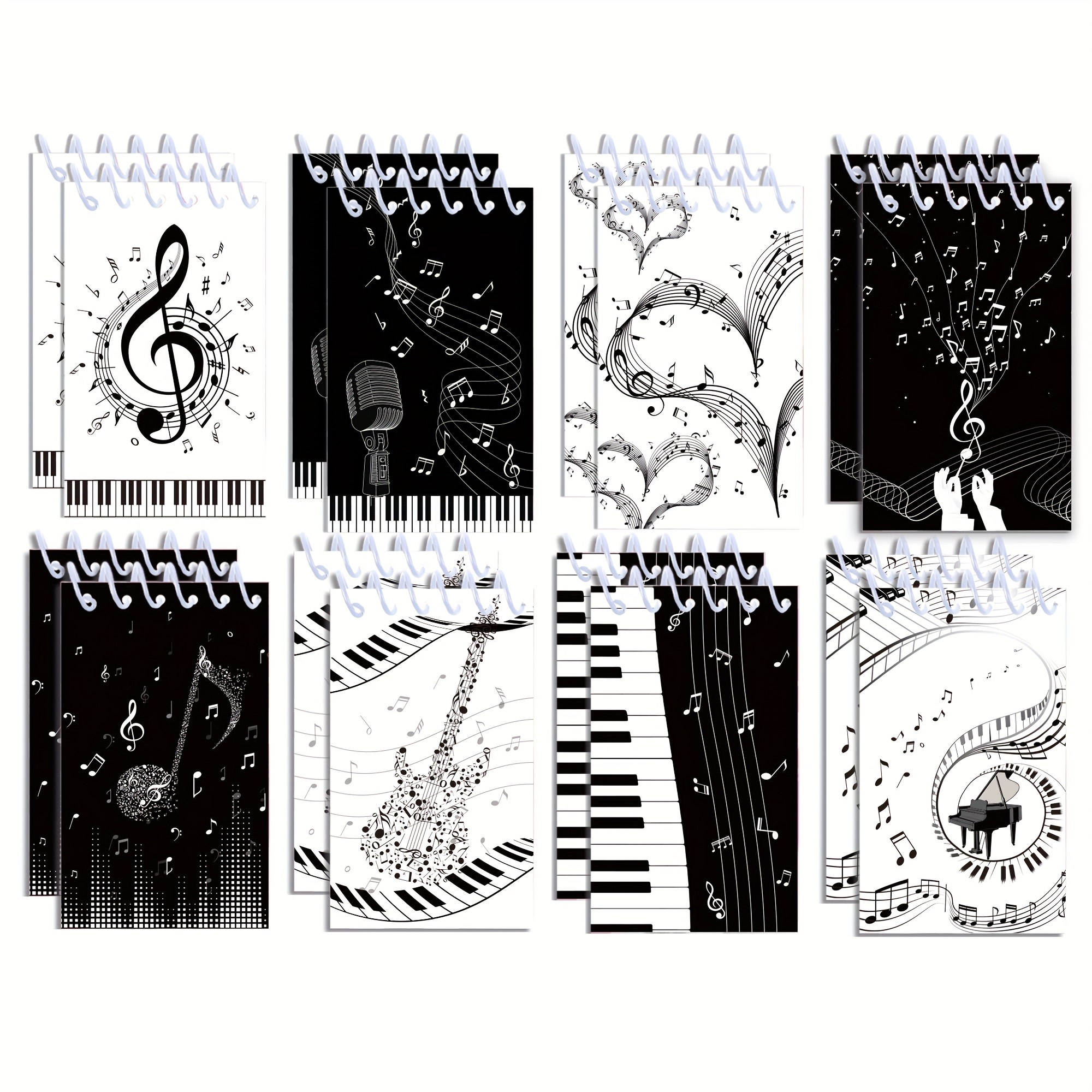 TEMU 16 piezas de mini cuadernos de notas con diseño de y - Estilo boho y negro para cuadernos de bolsillo de , suministros para fiestas de o como regalos , tema musical de decoración