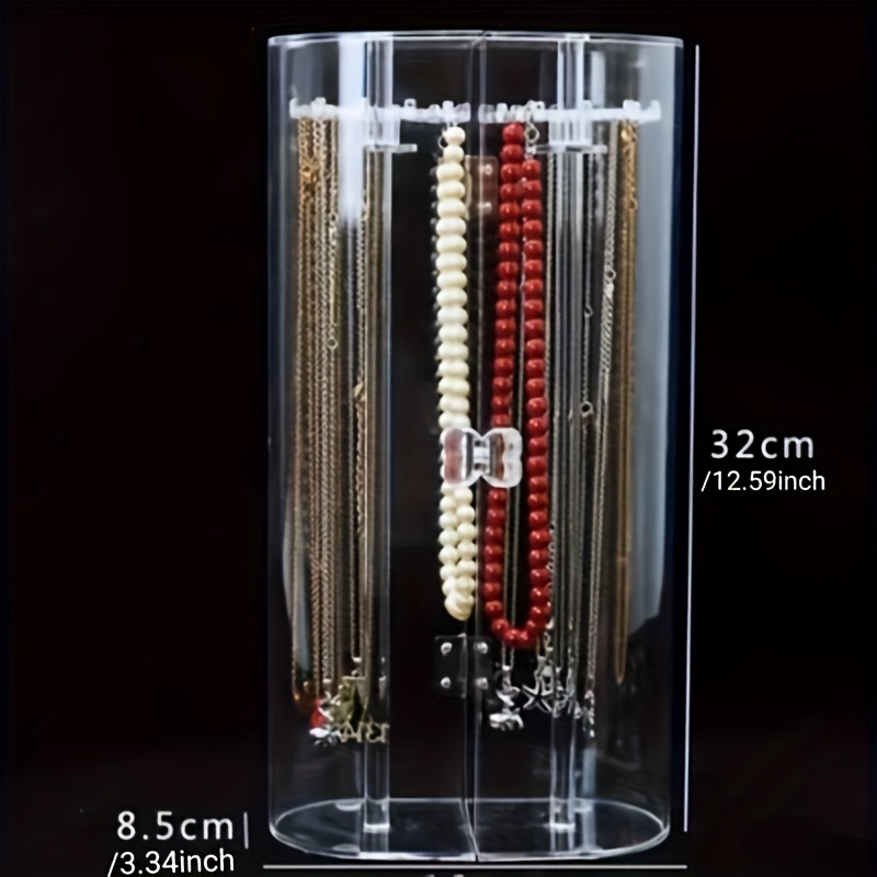 dustproof clear acrylic jewelry organizer rotating necklace display stand for necklaces bracelets watches transparent acrylic jewelry rack with multiple hooks ideal for birthdays and gifts jewelry display rack modern jewelry holder durable acrylic material jewelry organizer rack   Product details 3