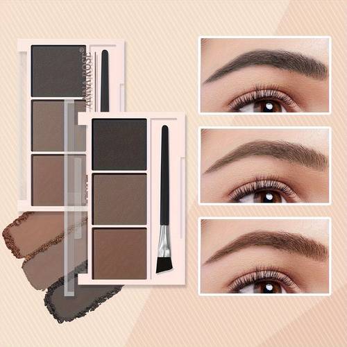 tricolor eyebrow powder tray with brush long lasting waterproof and sweat resistant natural brow makeup for normal skin