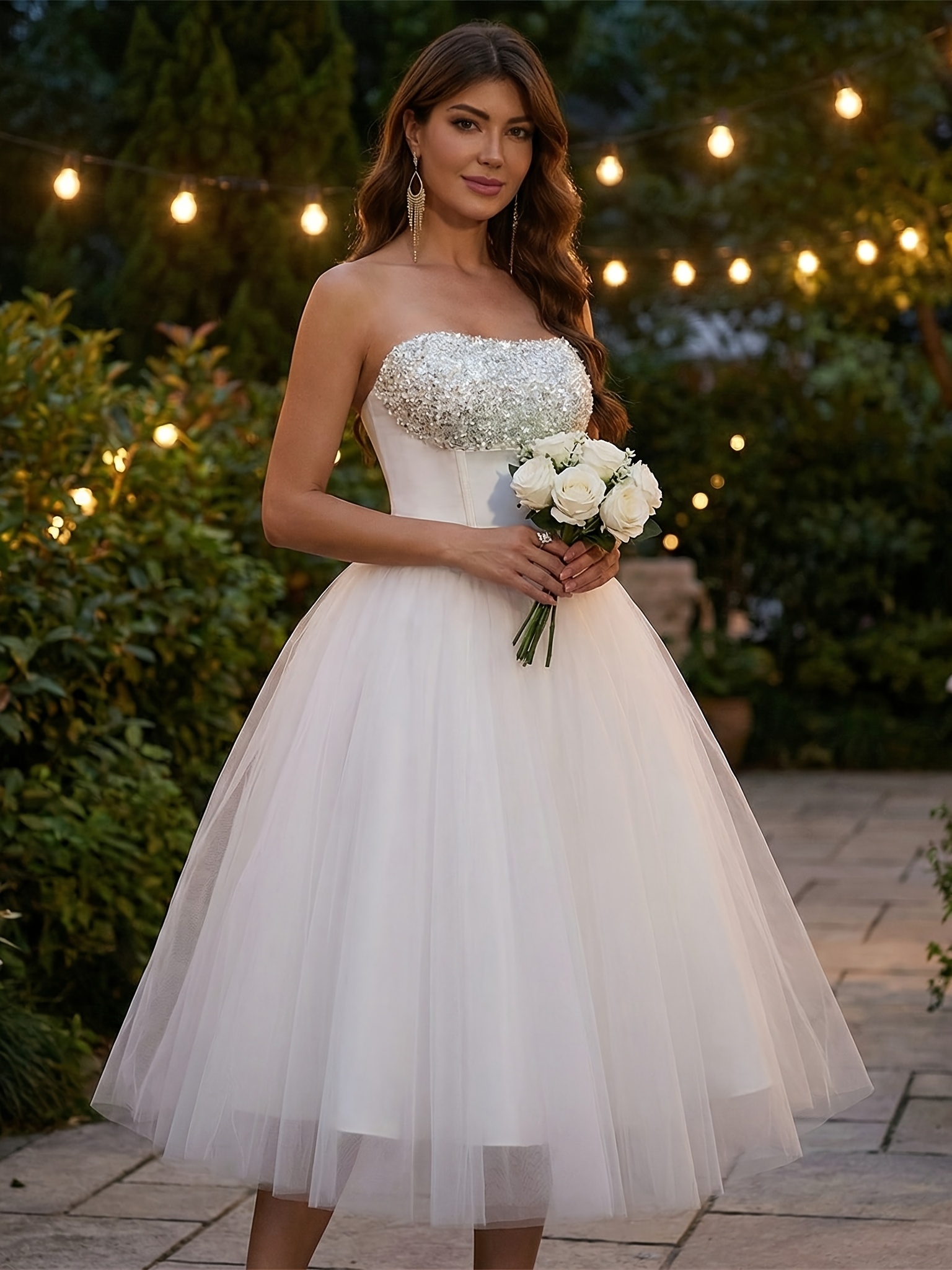 ballet style wedding dresses bride sequin white dress women - Temu Ireland