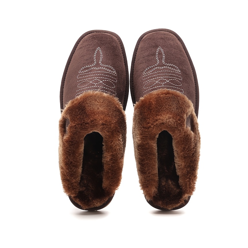 TEMU Chaussons doux pour homme, chaussures d'intérieur/extérieur chaudes, en peluche douillette et confortable, mocassins larges et duveteux