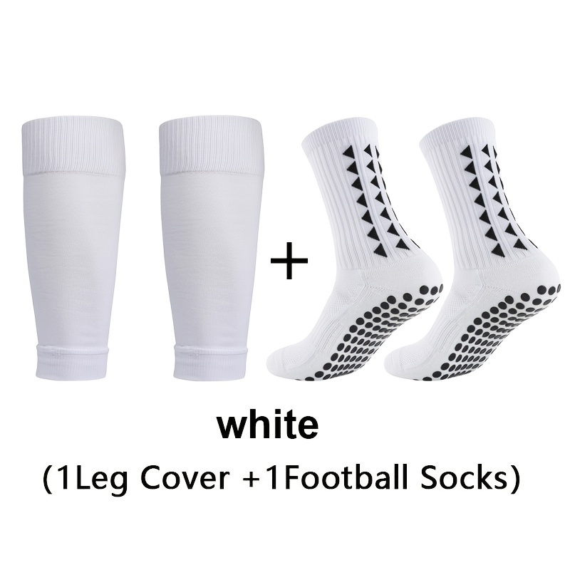 TEMU Anti-slip Soccer Socks With Silicone Dot Grip & Calf Protection - Mid-calf Stretchy Cleat Socks Suitable For Running, Gym, Training, - Solid