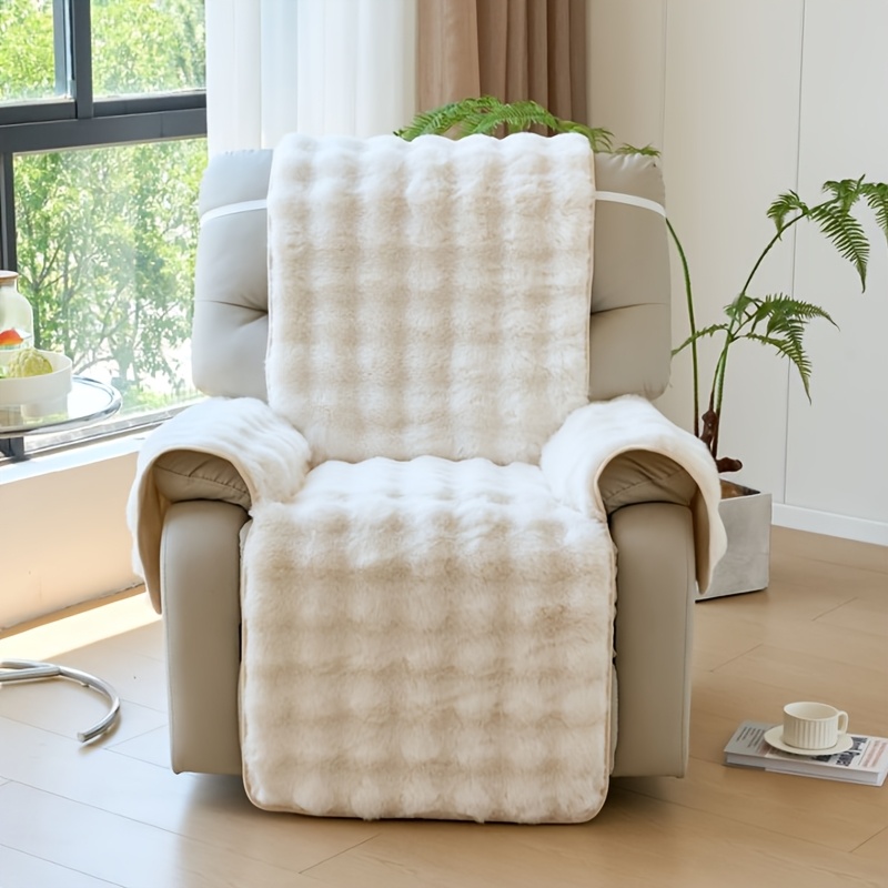 TEMU 1pc Winter Thickened Seat Cushion, 1pc Integrated Recliner Cover, Long Plush Chair Cover, Suitable For Chairs Including Office Chair