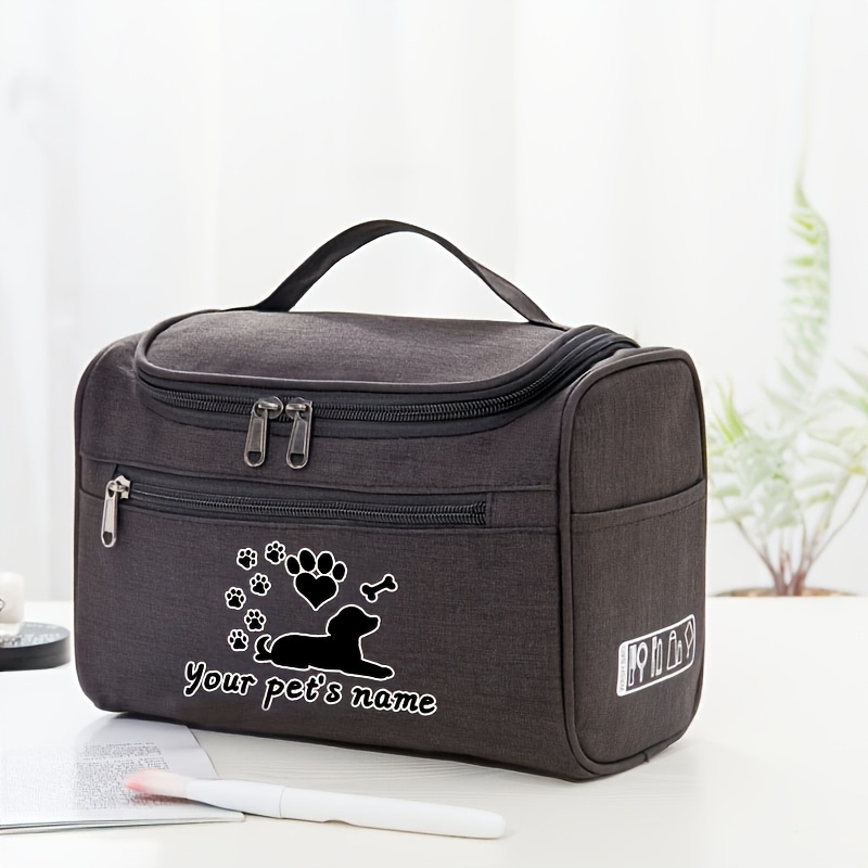 TEMU Custom Your Pet's Name Diy 1pc Pet Supplies Storage Bag - Portable Multi-compartment Pet Care Storage Box, Large Capacity Lightweight And