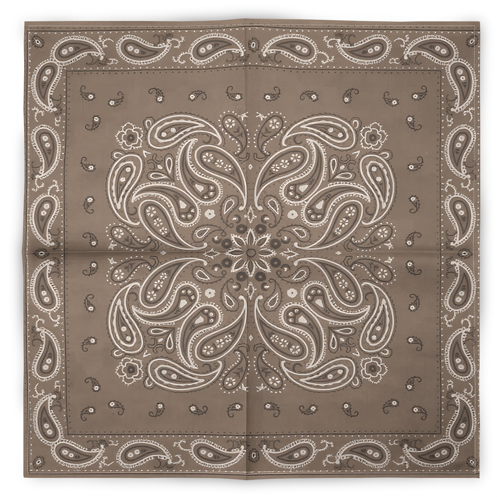TEMU 1 de pañuelo para la cabeza con diseño retro marrón de con flores impresas en 2D, pañuelo vintage individual de moda hip-hop moderno, pañuelo de