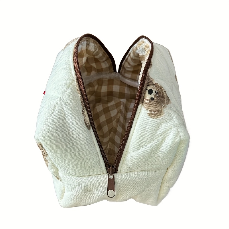 1pc Cute Teddy Bear Makeup Bag, Large Capacity Portable Cosmetic Organizer For Daily Use And Travel Toiletry Pouch