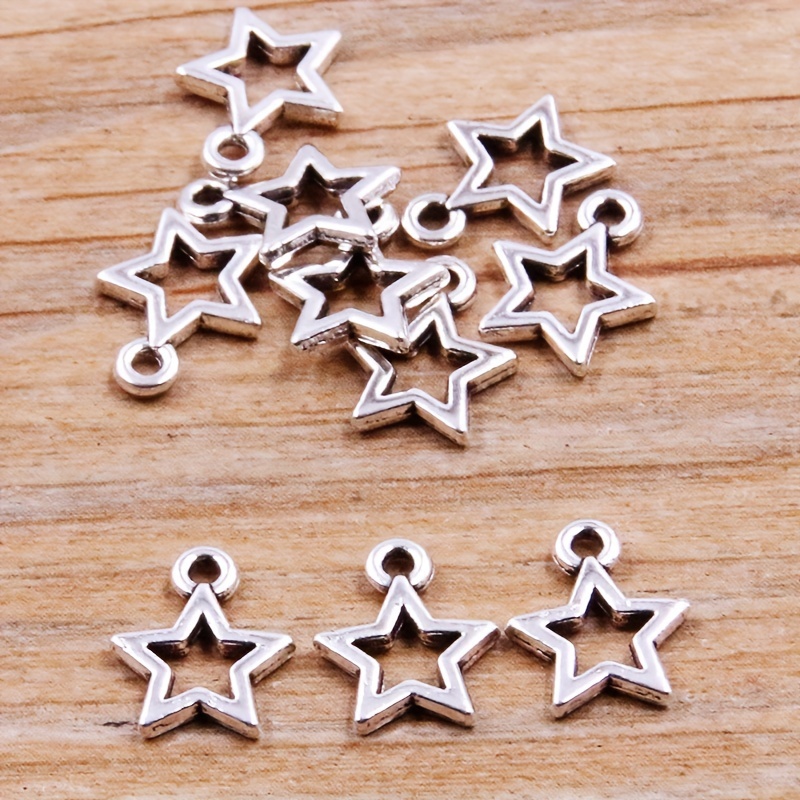 

30pcs Retro Bohemian Antique Silvery Hollow Star Pendant Women' Handmade Jewelry