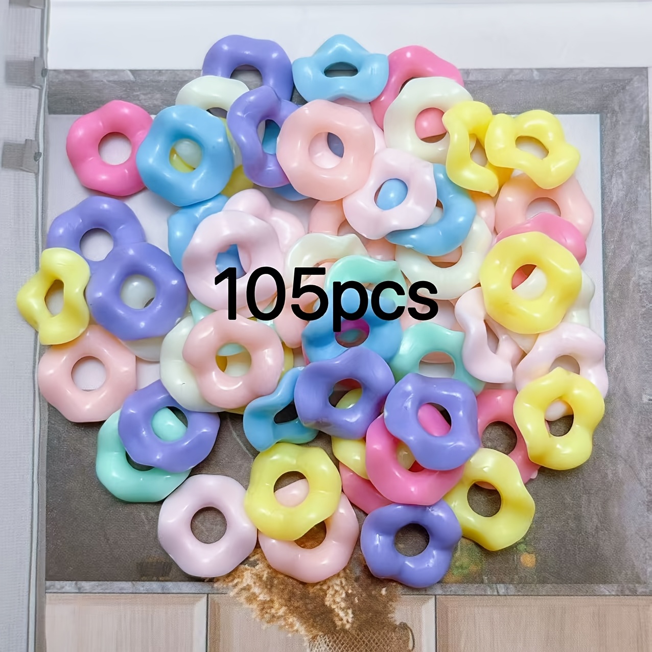 TEMU 105 pièces de perles acryliques ondulées à grand trou, couleurs aléatoires, perles de dentelle à empiler pour DIY, les pendentifs, les stylos