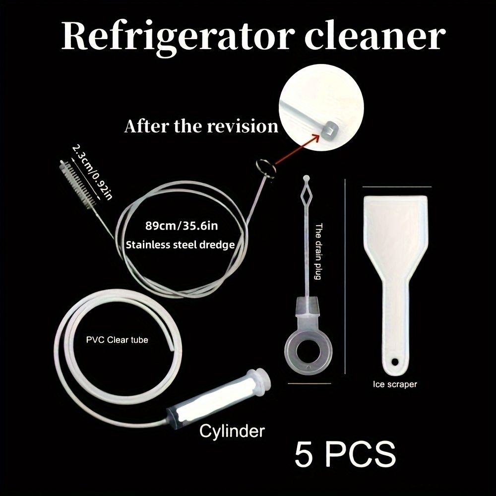 5-Piece Refrigerator Drain Hole Cleaning Tool Set - Reusable Dredging Kit  for Universal Drain Pipes - Keep Your Fridge Clean & Clog-Free!
