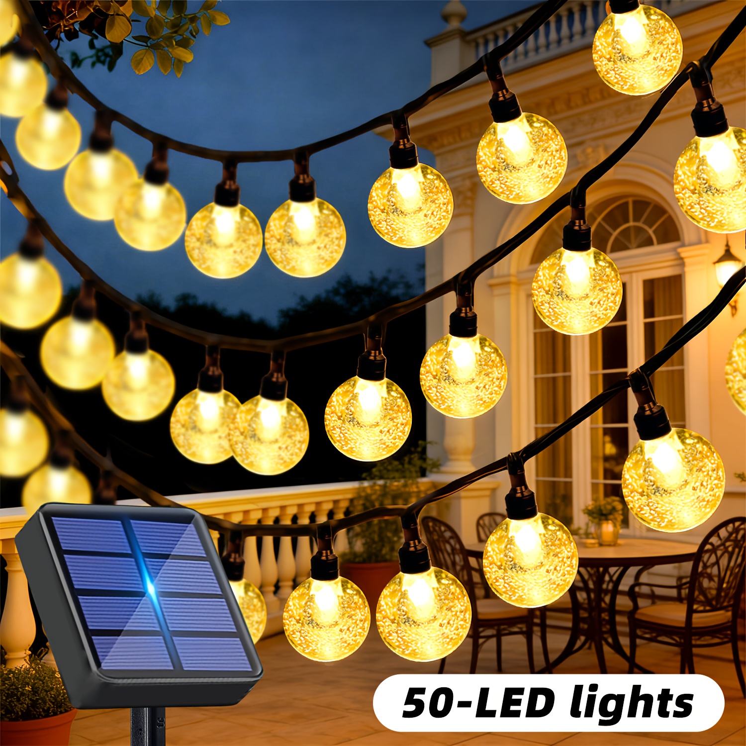 TEMU Solar Powered 6.2/8.2/13.2m Fairy String Lights, 10 Twinkling For Christmas Wedding Birthday Balcony Fence