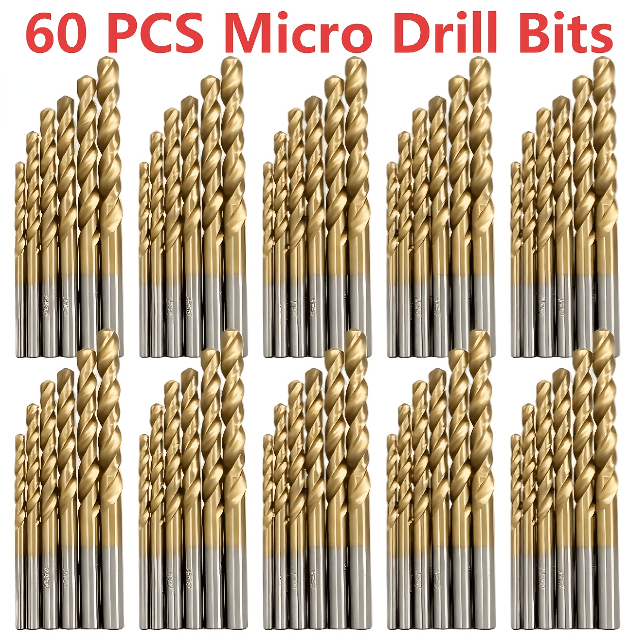 TEMU Metall 60-teiliges Bohrer-Set - /Mikro-Bohrer, Spiralbohrer-Länge 1,97-3,16 Zoll, geeignet für Metall, Gusseisen und Holzplastik, Spezifikation