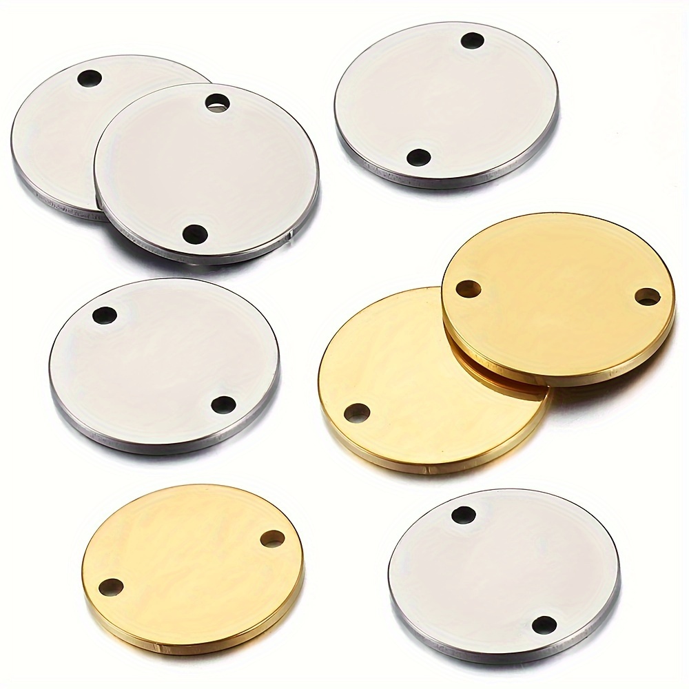 

MINGXUAN 10pcs Pendentifs Ronds en Acier Inoxydable Doré avec Trous pour la Fabrication de Bijoux DIY - Idéaux pour & Bracelets, Connecteurs Décoratifs