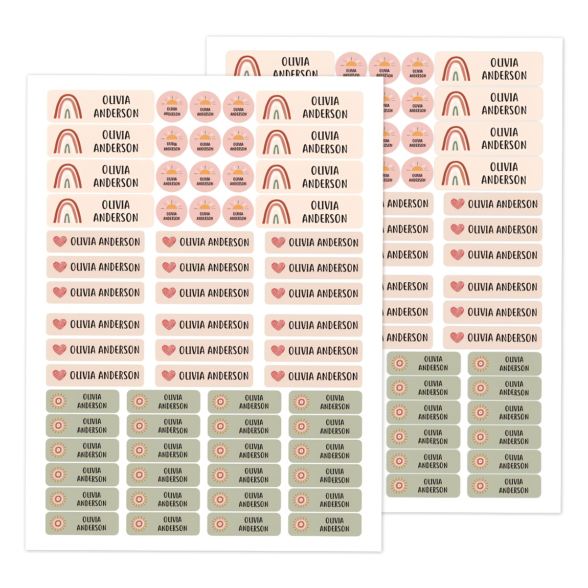 Image of 124pcs Personalized Name Tags Suitable For Clothing, Water Bottles, School Supplies & Business Labels - Custom Name Stickers With Your Own Text/, Adhesive For Clothes, Books, Lunchboxes, Uniforms