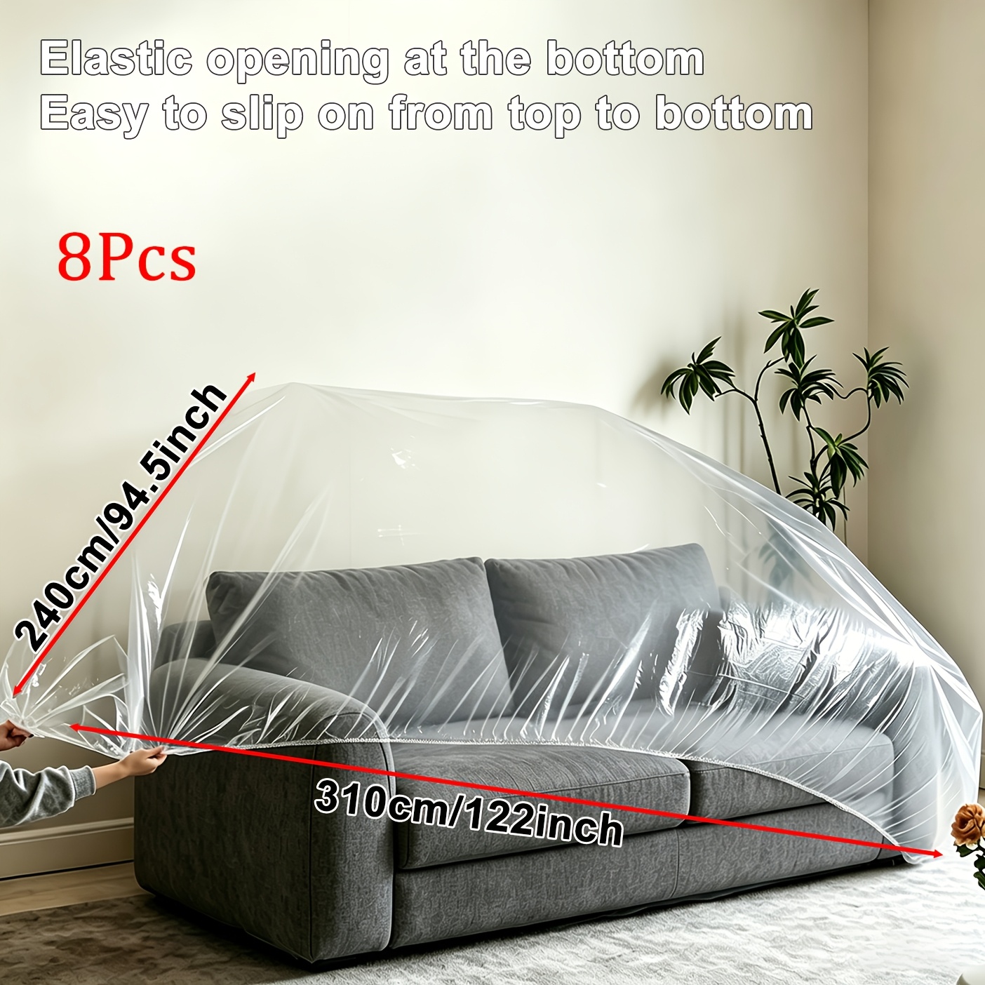 TEMU 8pcs Dust Cover For Sofa Furniture 240 * 310cm/94.5 * 22in Suitable For 2-seater Sofas, Dining Tables, Tv, Coffee Tables, And Air Conditioners