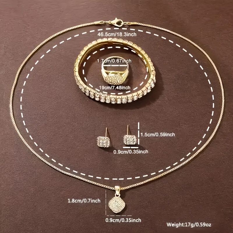 1pc Reloj de cuarzo de moda para mujeres y conjunto de joyería, resistente a los golpes, pantalla analógica redonda, pulsera y caja de aleación, no incluye batería de botón - Incluye conjunto de 6 accesorios