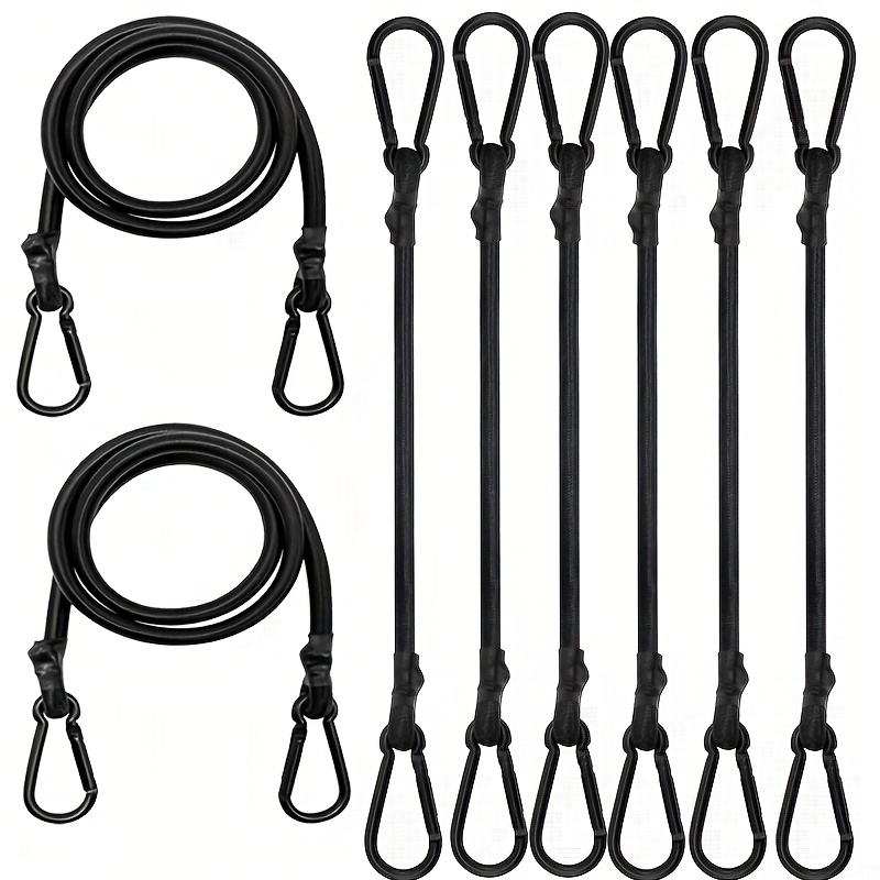 20 schwarze, elastische Gummiseile mit Haken, für Zelte, Campingplanen
