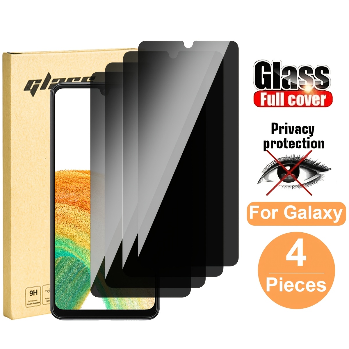 

4pcsfor For A70/a06/a16 5g/a13/a54/a04s/a51 Tempered Glass Screen Protector, 9h Hardness, Resistant, No Bubbles, Privacy Screen Protector