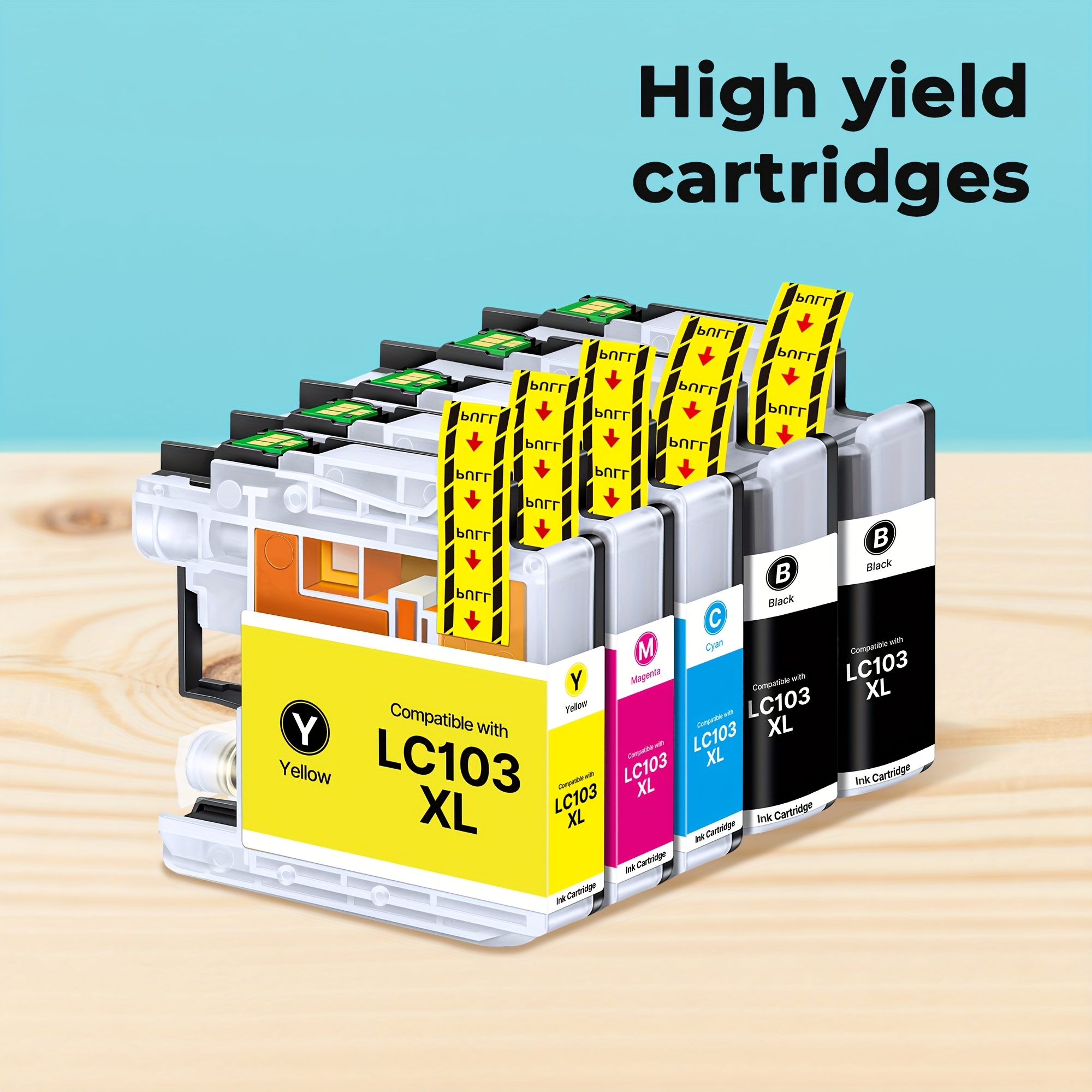 TEMU Pack combiné de 5 cartouches d'encre LC103XL pour Brother LC103XL, compatibles avec MFC-J870DW MFC-J470DW MFC-J6920DW MFC-J6520DW MFC-J450DW