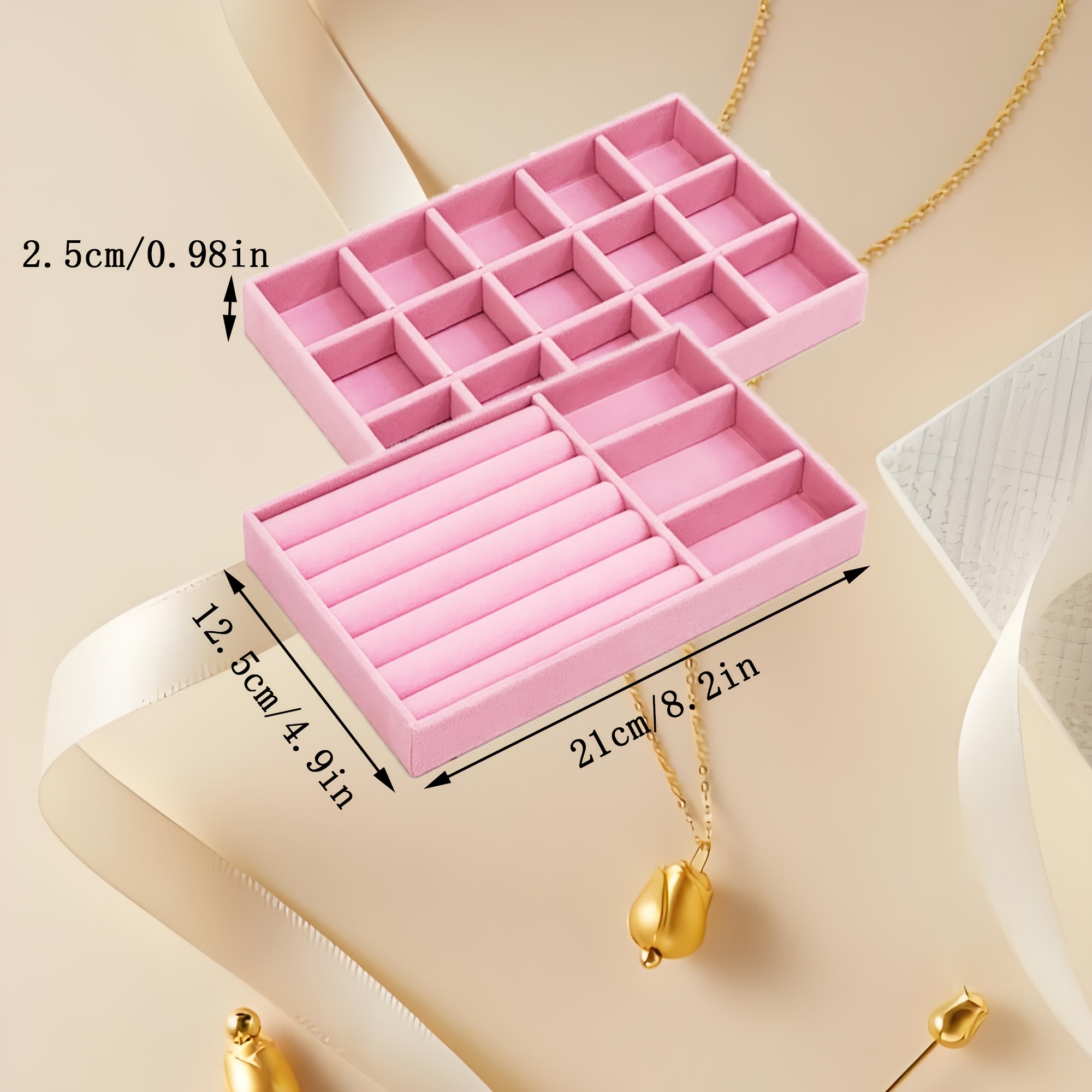 Stackable Velvet Jewelry Tray, Elegant Storage Solution