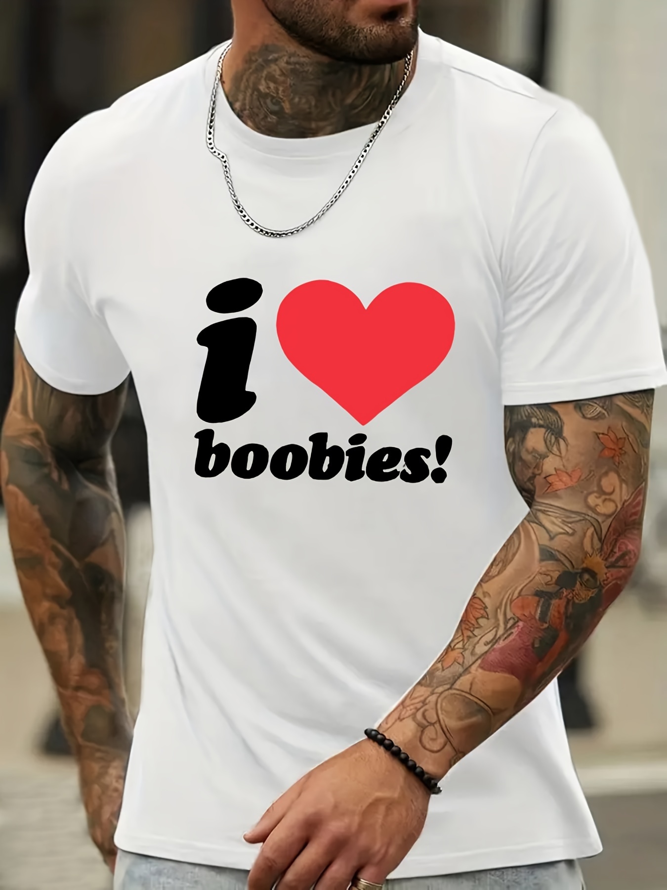 Women Creative Boobs Breast Chain Crop Top Slim Fit Round Neck T-shirt  Blouse