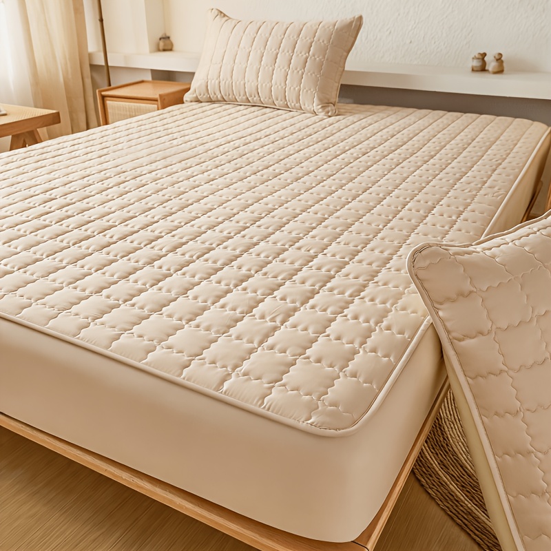 1pc Solid Color Waterproof Bedsheet, Quilted, Anti-Slip, Waterproof, Water-Resistant, Suitable for All Seasons, 360° Coverage, Height 15.75 Inches/40 Cm, Moisture-Wicking Mattress Cover, Bed Cover, Mattress Protector, Dust-Proof Protective