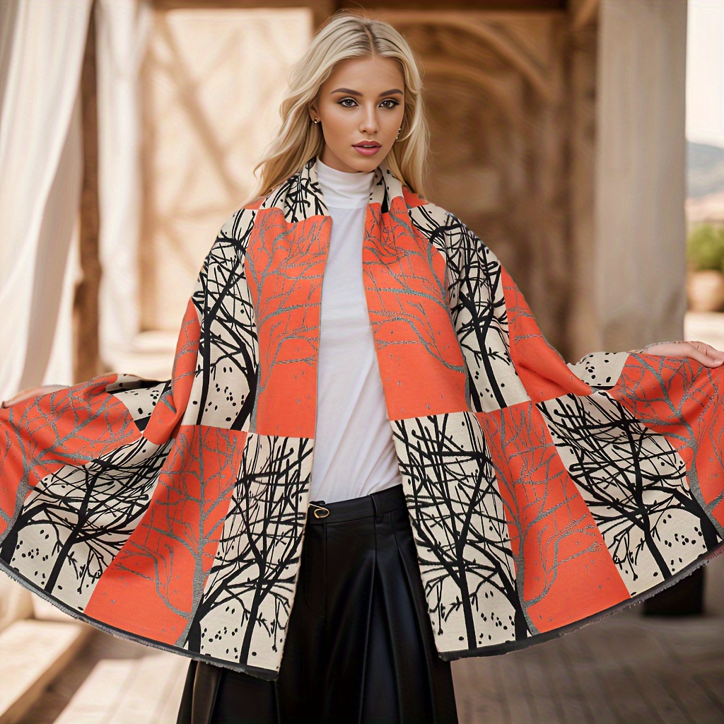 Thicken Warm Large Shawl Plaid Print Fringed Shawl Wraps Temu