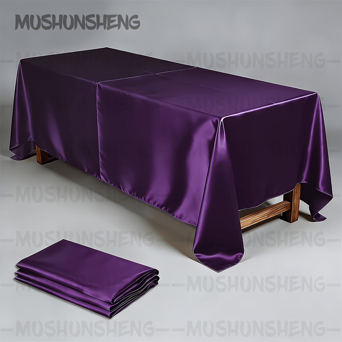 TEMU 1pc Solid Color Rectangular Satin Tablecloth, Elegant Rectangular Table Cover, Suitable For Indoor/outdoor Use, Ideal For Weddings, Banquets,