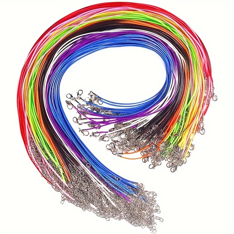 

50pcs Polyester Beading Cords & - Inelastic Lobster Clasp Wax-coated Necklace Ropes For Making, Men's And Women's Pendant Chain Crafting