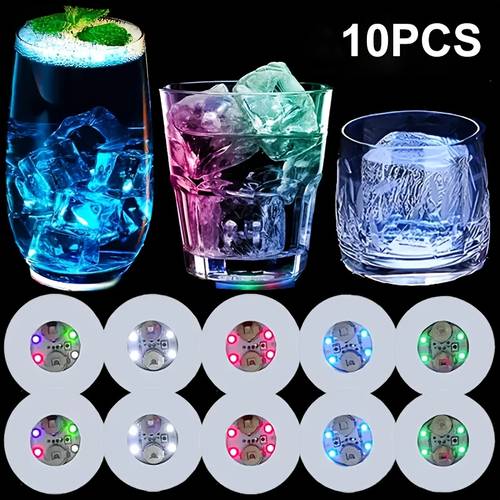 10 buc. suporturi de pahar fosforescente, suporturi de pahar led multicolor, suporturi de pahar șampanie, suporturi de pahar pentru atmosferă de bar, recuzită de petrecere, suporturi de pahar multicolor pentru atmosferă fosforescentă, adiții pentru bar