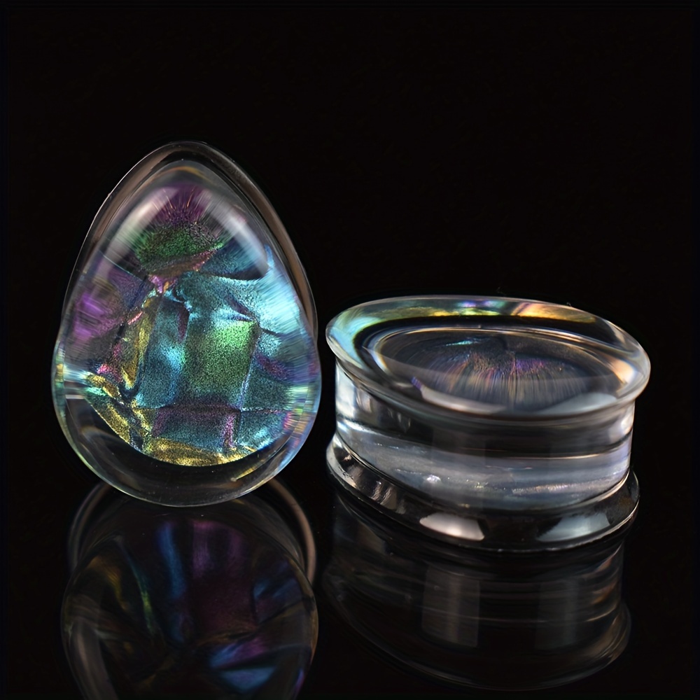 Image of Pair Of 8-30mm Colorful Water Drop Shaped Acrylic Ear Rules Tunnel Plugs Ear Expanders Stretchers Fashionable Earrings Body Piercing Jewelry