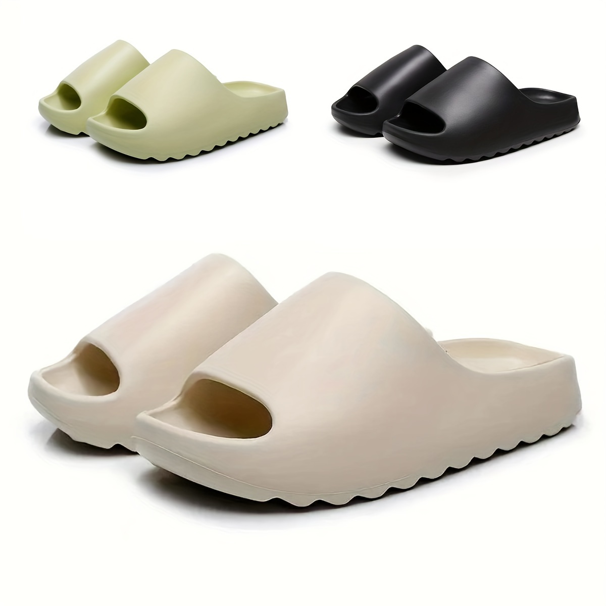 

Simple Solid Color Slides, Casual Open Toe Soft Sole Shoes, Comfortable Indoor Home Bathroom Slides