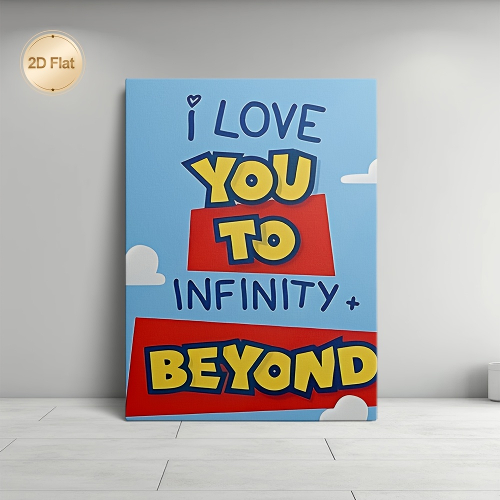 TEMU 2d Flat, 2d Flat, 1pc, Framed 2d Canvas Artwork, "i Love You To Infinity+ " Inspirational Art, Ideal For Living Room, Bedroom, Office, Dining